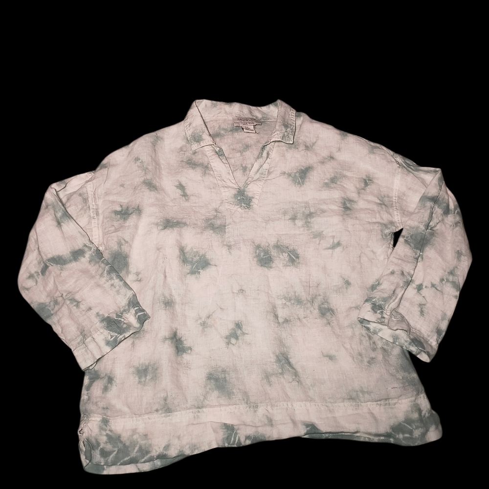 Rachel Zoe Linen Tie-Dye Tunic Drop-Shoulder Half-Sleeve Size M MSRP $98 - Picture 5 of 6